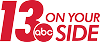 logo of abc13 On Your Side in red